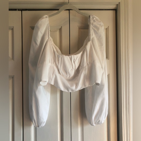 Princess Polly white long sleeve crop top, side zip, 20 - Picture 2 of 10